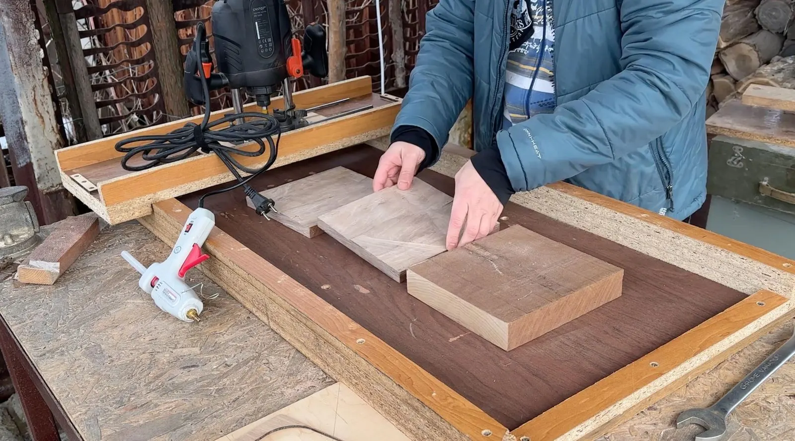 Round Maya / Aztec Jewelry Box: preparing the square stock for circular layers