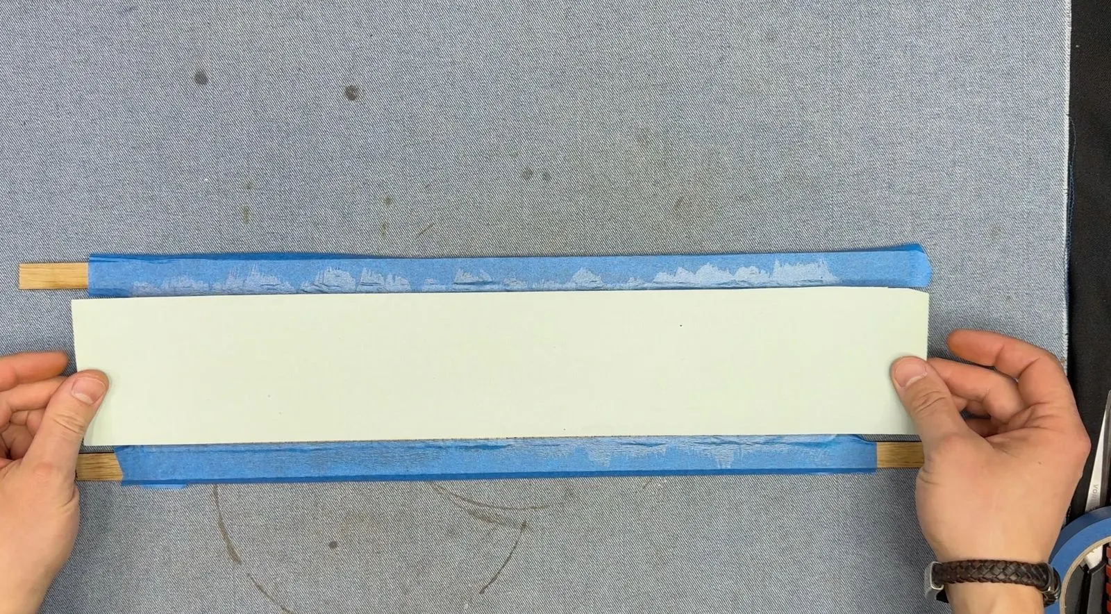 Steampunk Tambour Pencil Box: gluing the slats to their backing