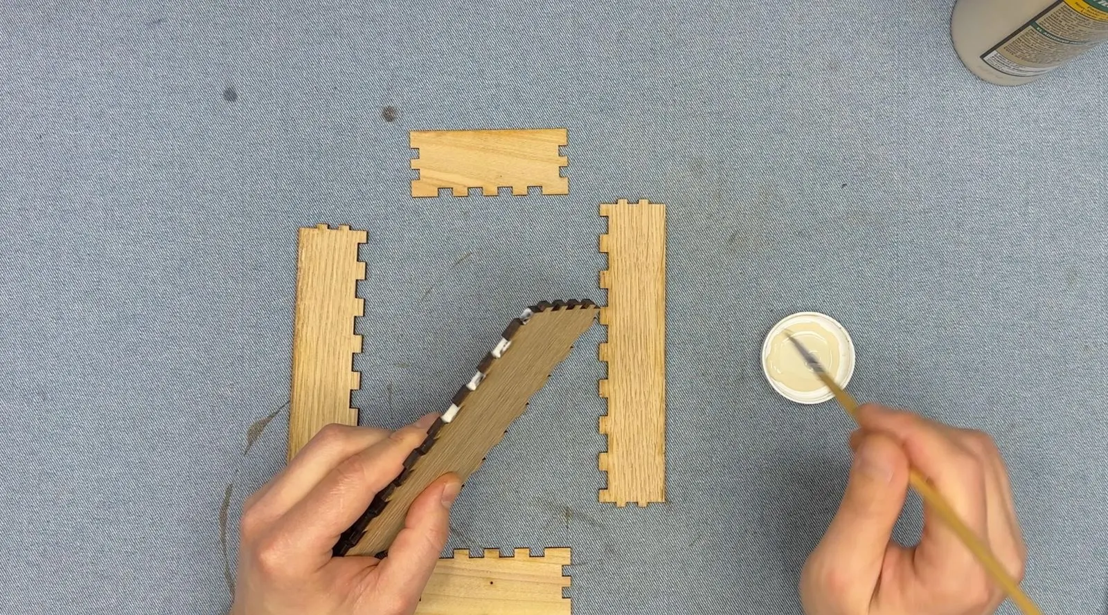 Steampunk Tambour Pencil Box: gluing the finger-jointed inner box