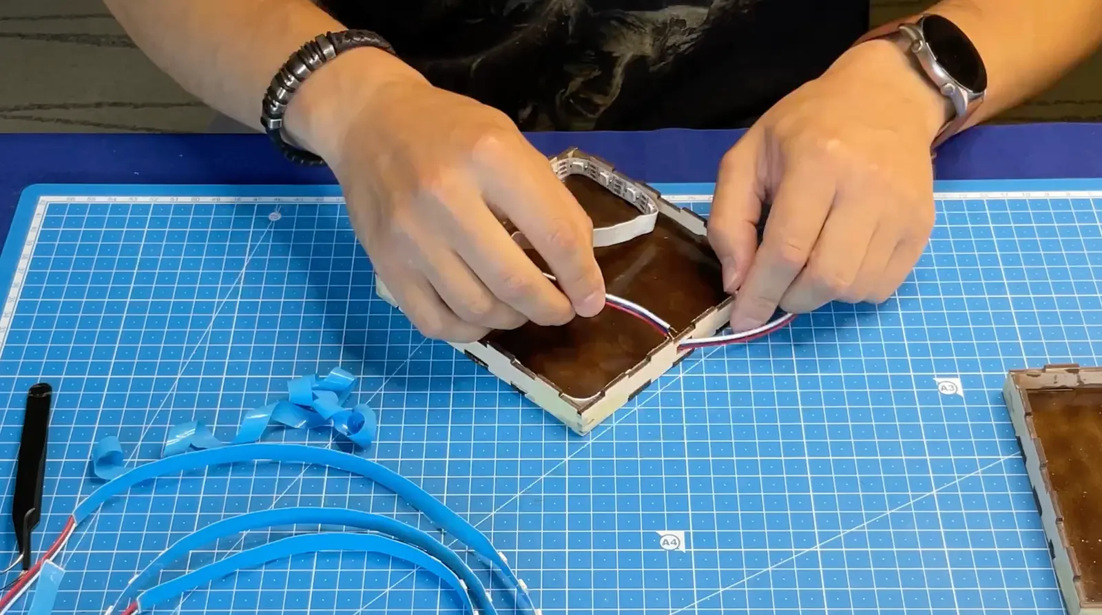 Gothic Sound-Reactive Lamp: joining the first sides of the box