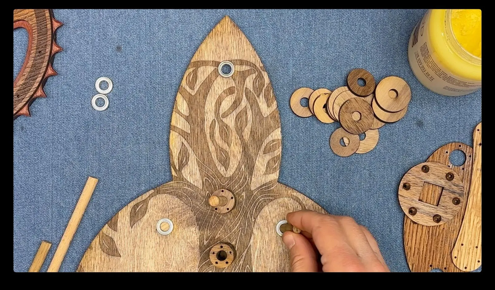 Alchemy Spice Carousel: layered gear assembly before mounting