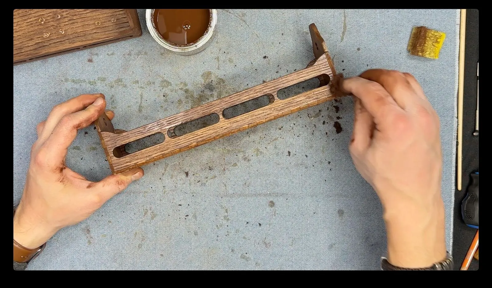 Alchemy Spice Carousel: sanding and fitting an engraved box