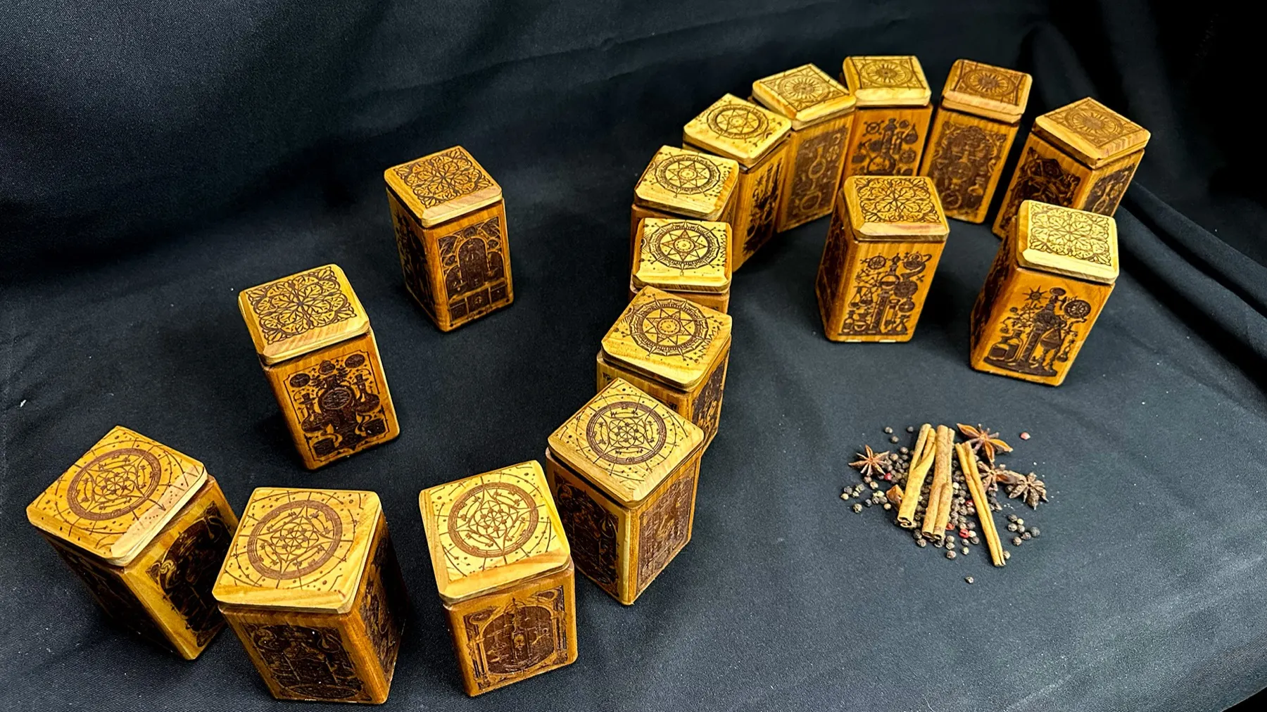 Alchemy Spice Carousel: spice boxes arranged around the centre axle