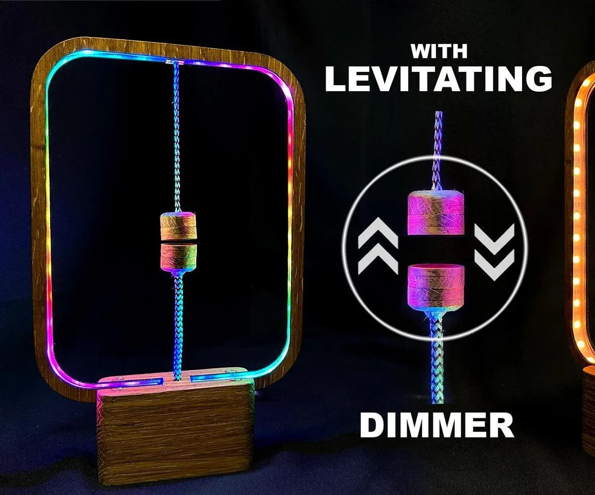Levitating Dimmer Lamp with the control ring illuminated