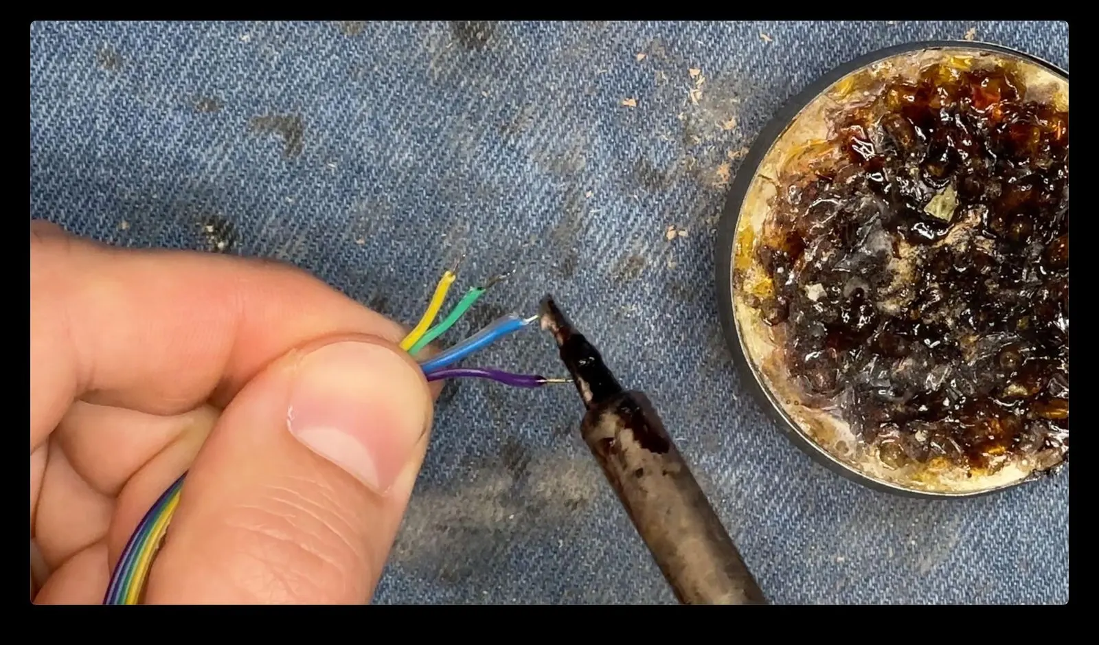 Gesture-Controlled DNA Lamp: soldering the gesture-sensor wiring