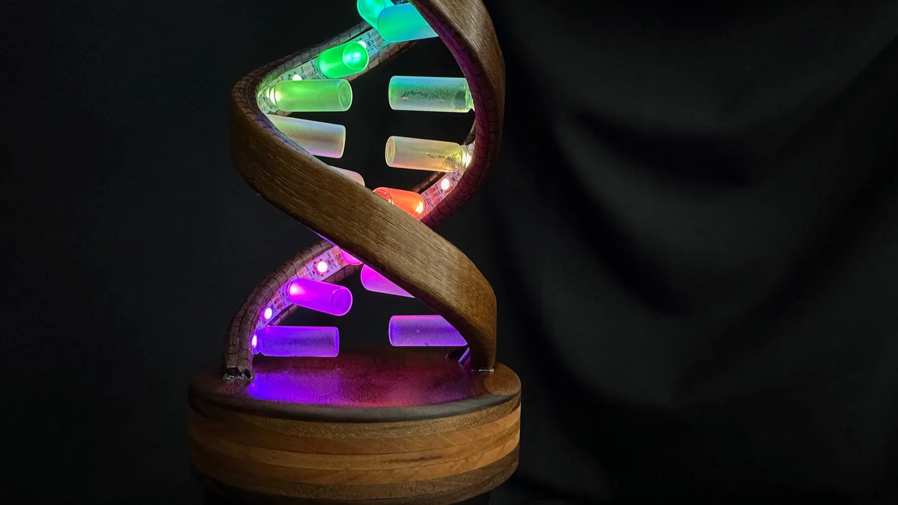 Gesture-Controlled DNA Lamp: side view of the double helix