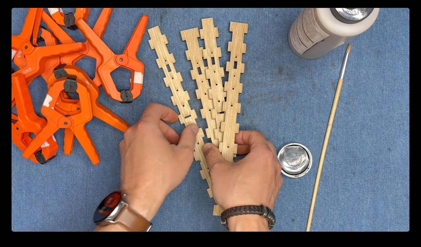 Wooden Reactor Simulator: clamping the vertical frame parts