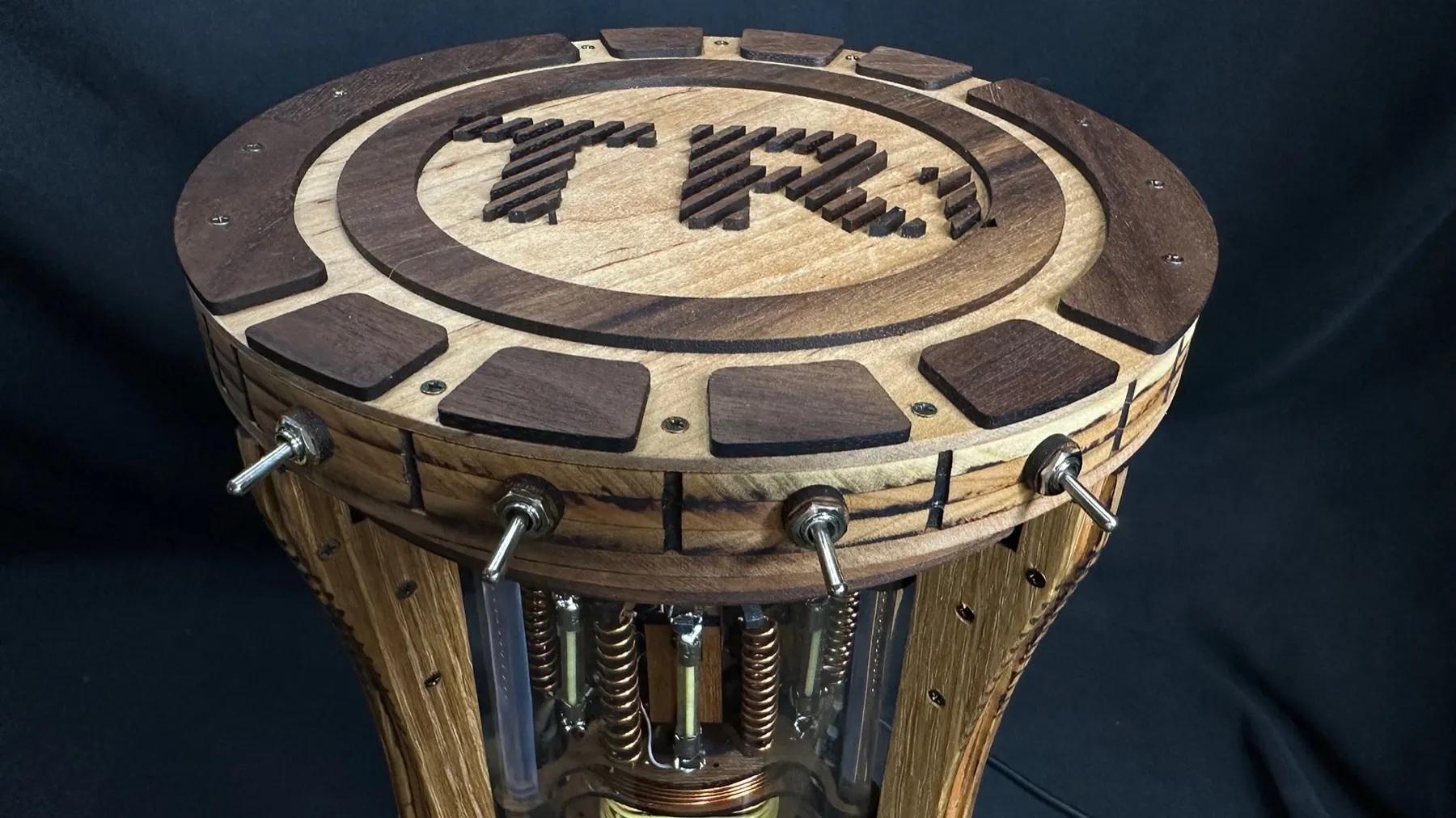 Wooden Reactor Simulator: layered top ring with TimberRough emblem