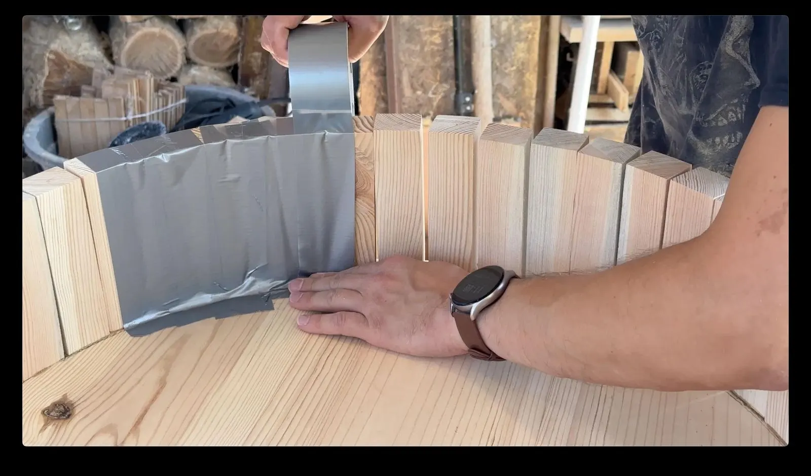 Animated Wooden Fountain: gluing the segmented outer wall